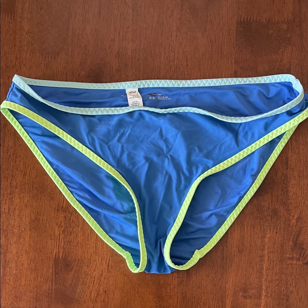 Aerie Blue Bikini Bottoms with Lime Trim